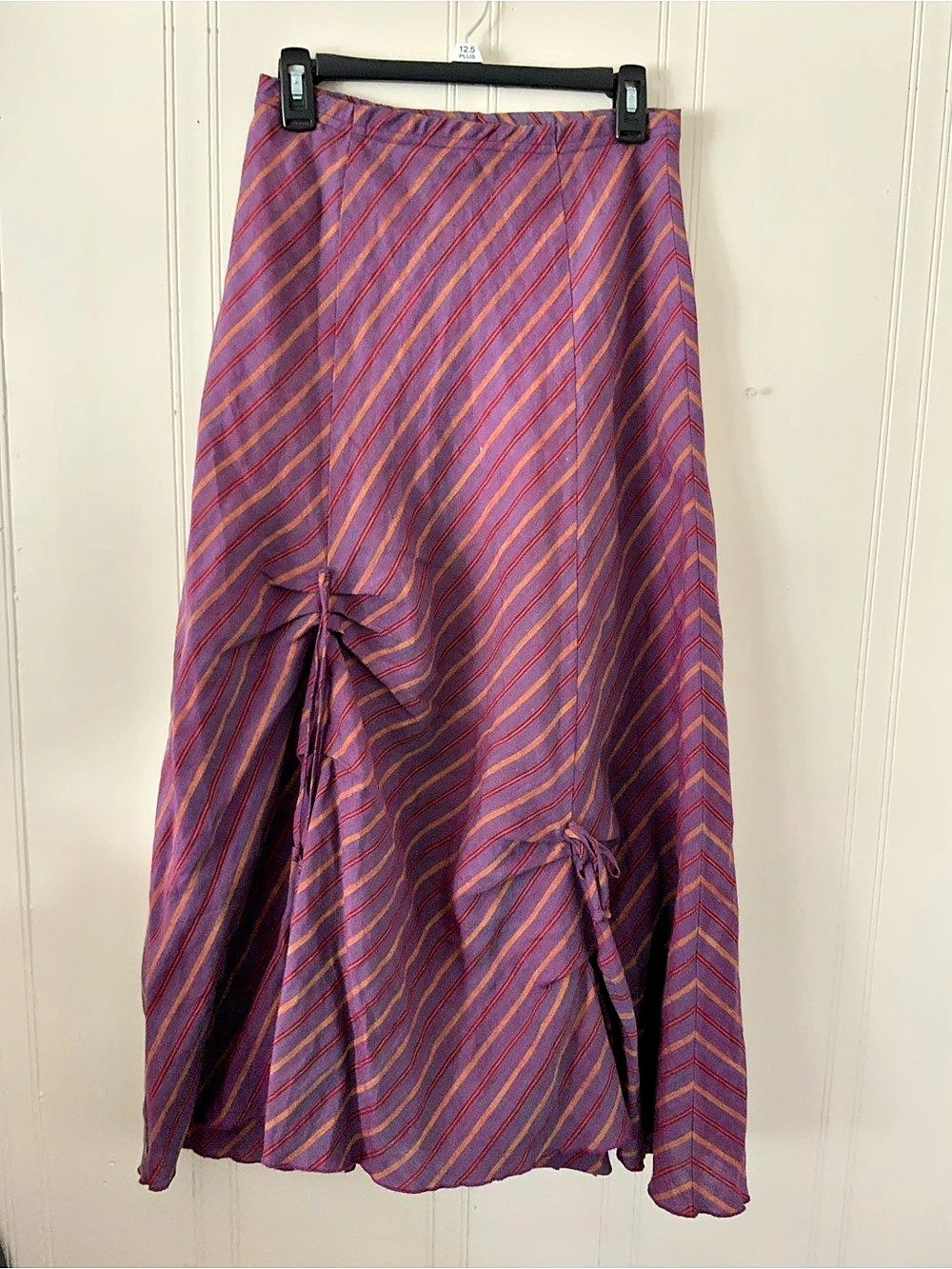 Monika Turtle Studio Striped Draped Maxi Skirt in Purple & Orange Size XS